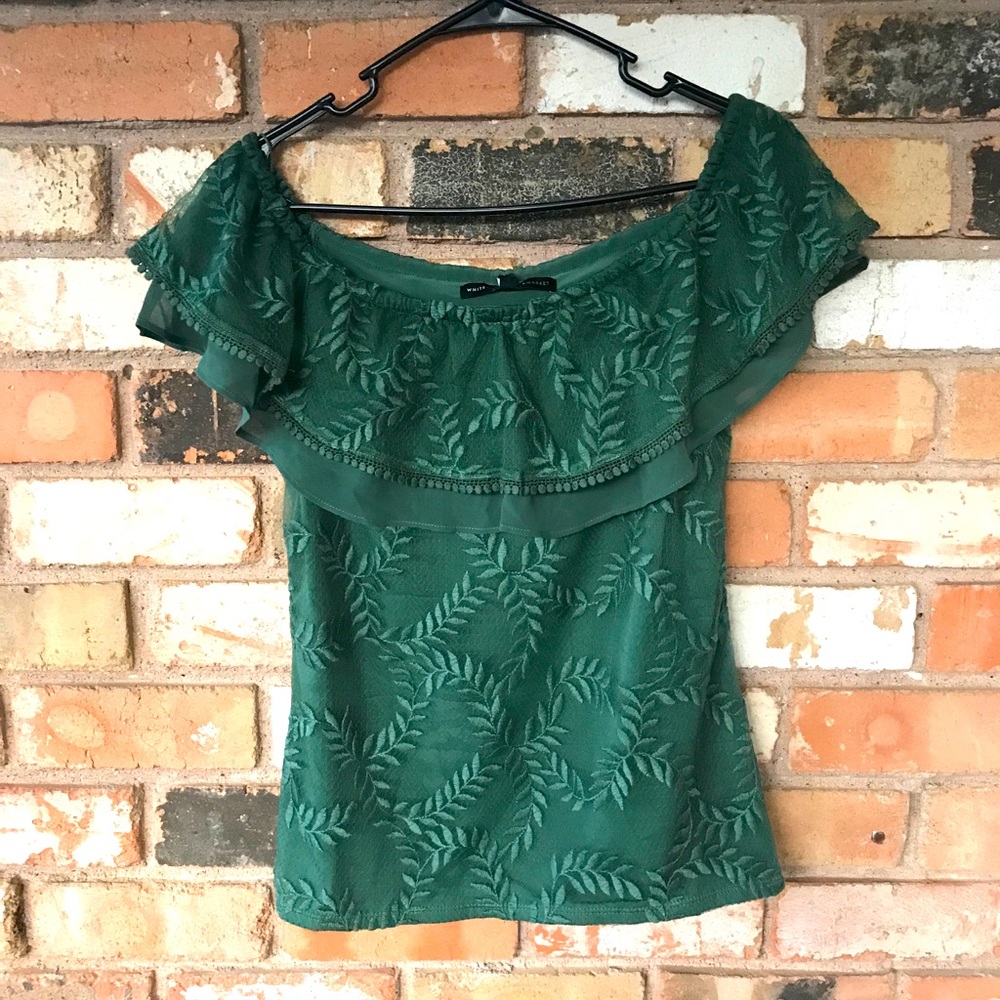 WHBM Green Off The Shoulder Top. Worn once.